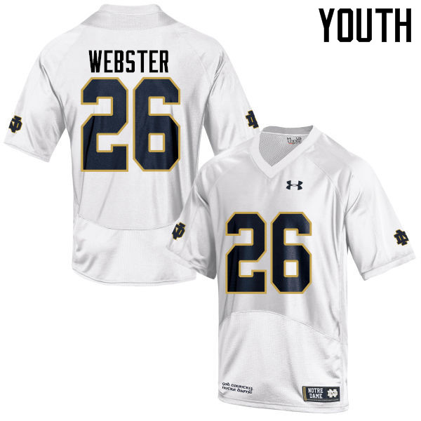 Youth #26 Austin Webster Notre Dame Fighting Irish College Football Jerseys-White